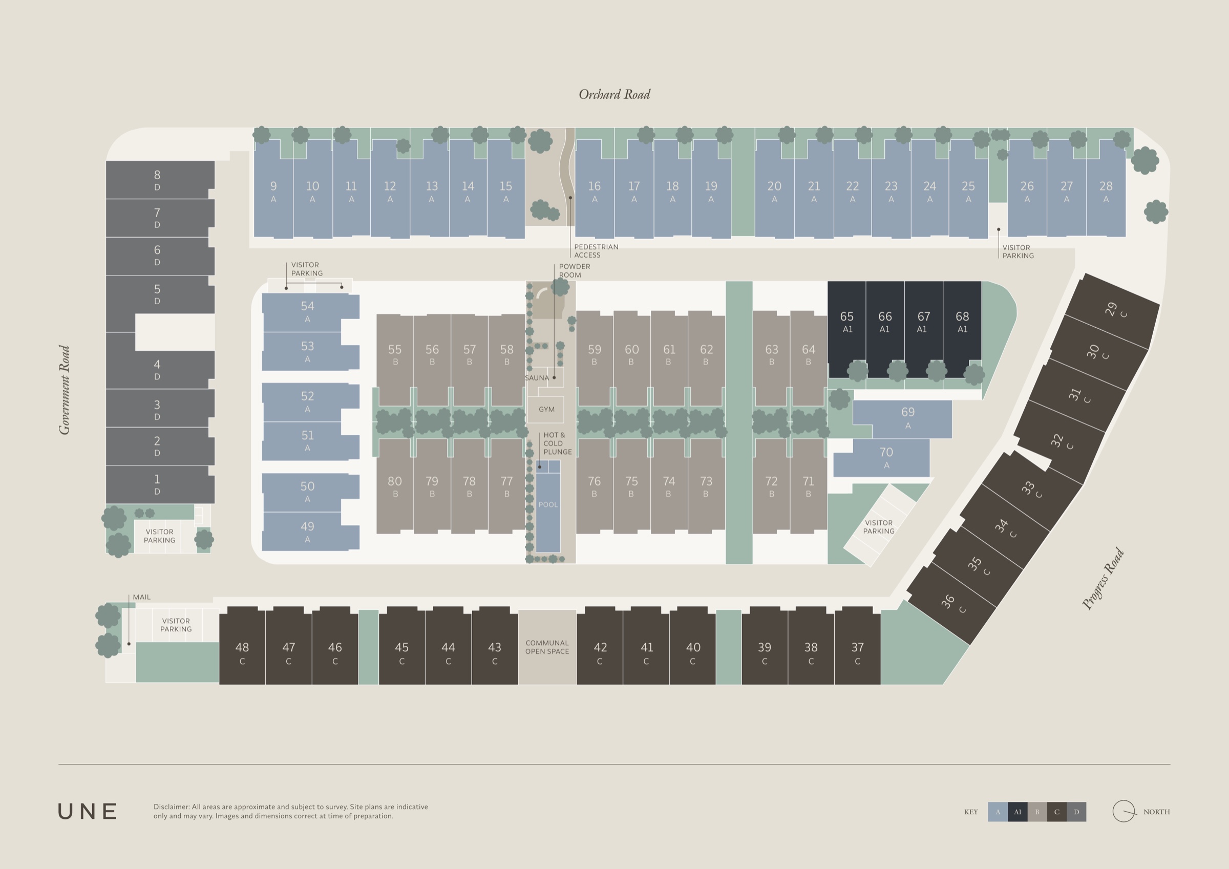 UNE site plan showing 80 townhomes at 27 Orchard Road, Richlands.